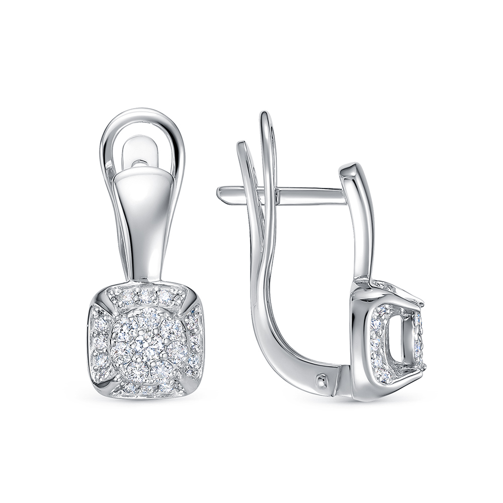 Cercei din aur alb cu pietre Diamant