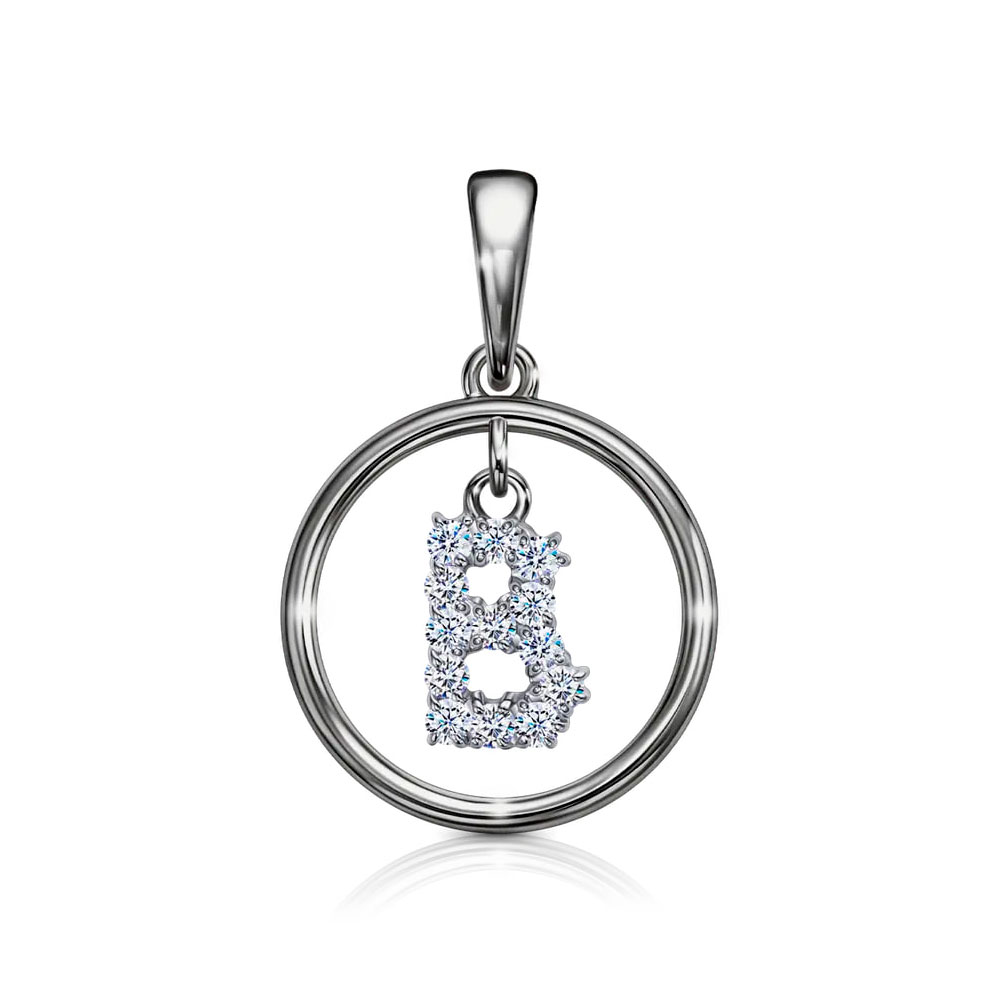 Подвеска из белого золота с камнями Фианит