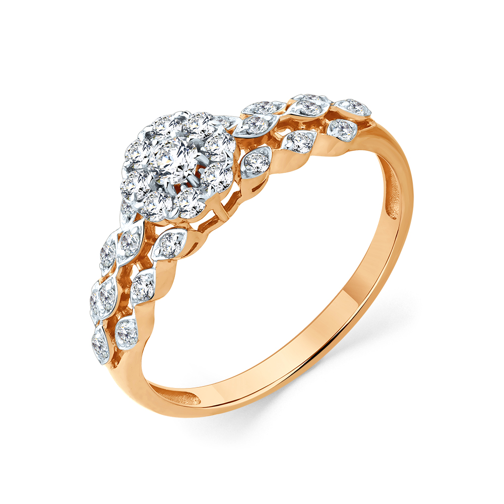 Inel din aur roșu cu pietre Diamant