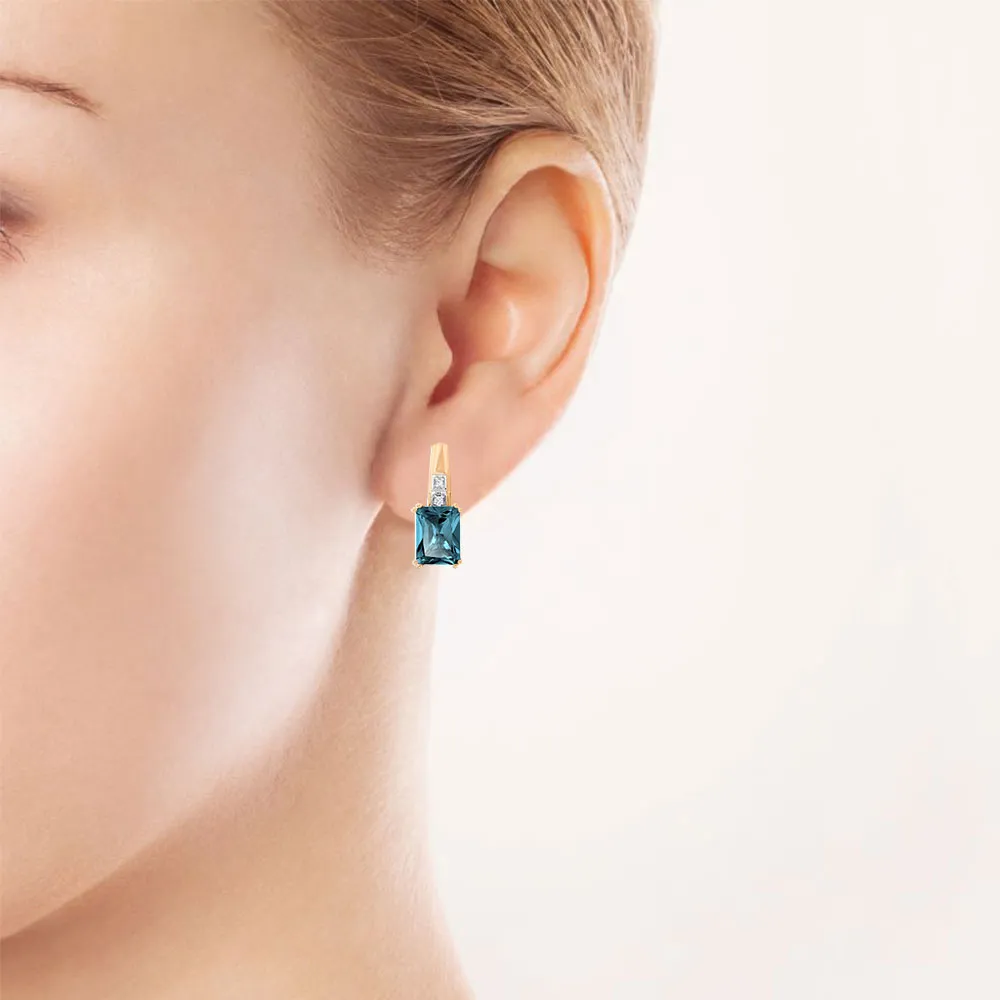 Cercei din aur roșu cu Cubic Zirconia Incolor, Topaz London