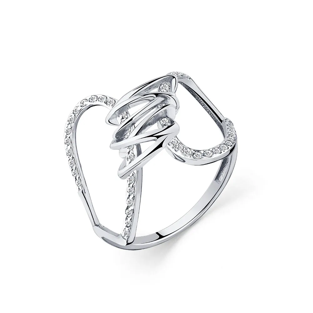 Inel din aur alb cu Cubic Zirconia Incolor