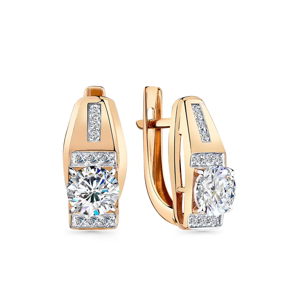 Cercei din aur roșu cu Cubic Zirconia Incolor