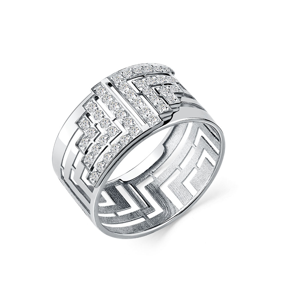Inel din aur alb cu pietre Cubic Zirconia Incolor