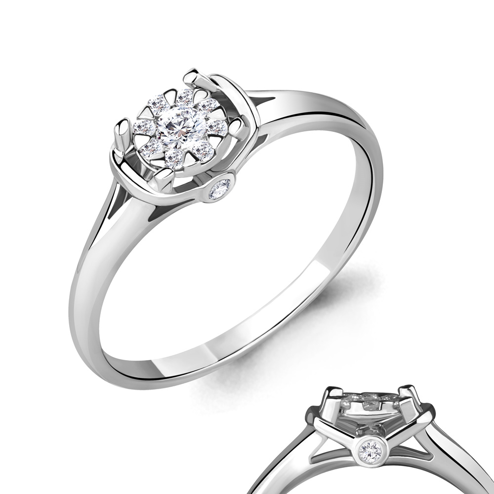 Кольцо из белого золота с камнями Бриллиант