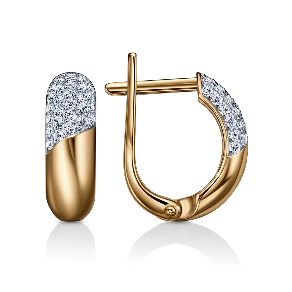 Cercei din aur roșu cu Cubic Zirconia Incolor