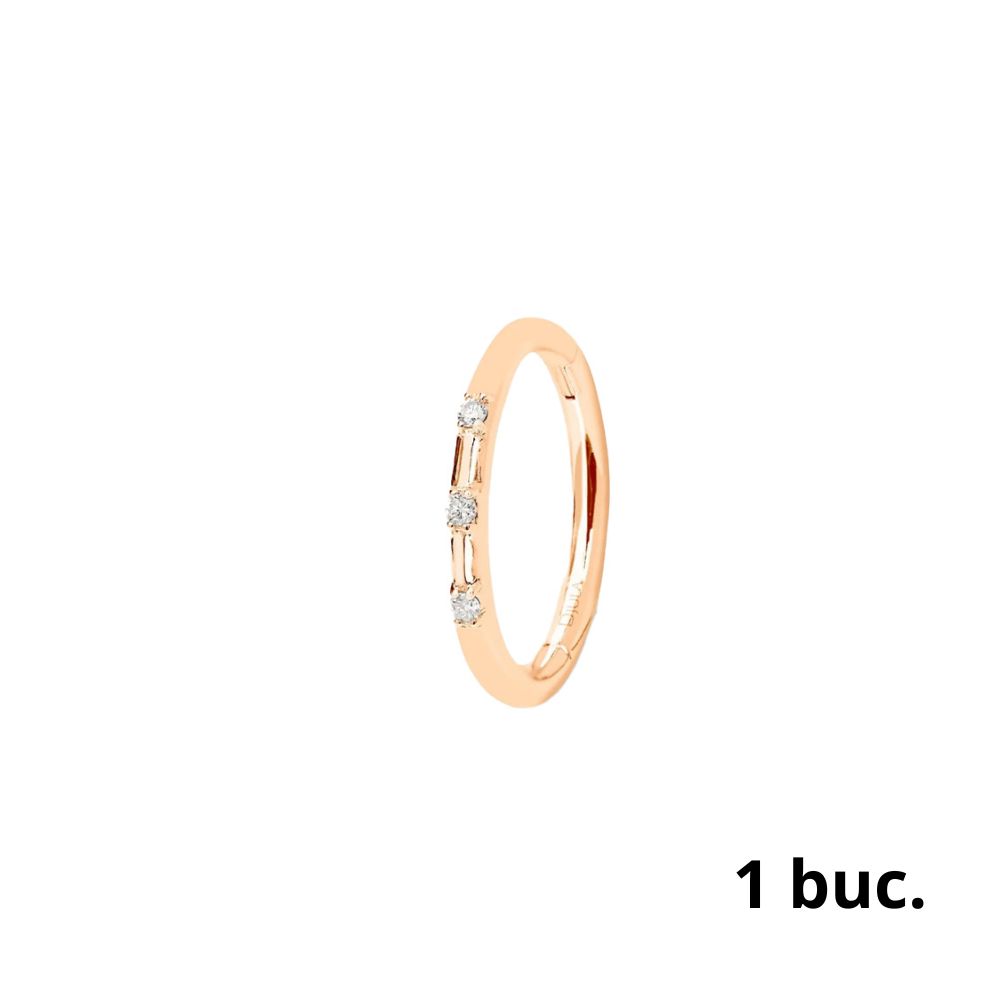 Серьга Одиночная из розового золота с камнями Бриллиант