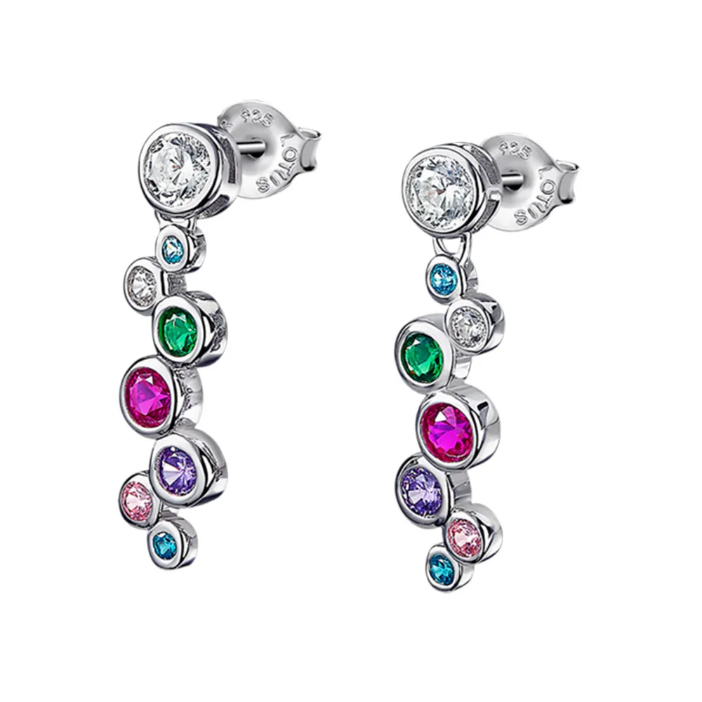 Cercei Pusete din argint cu Cubic Zirconia Multicoloră