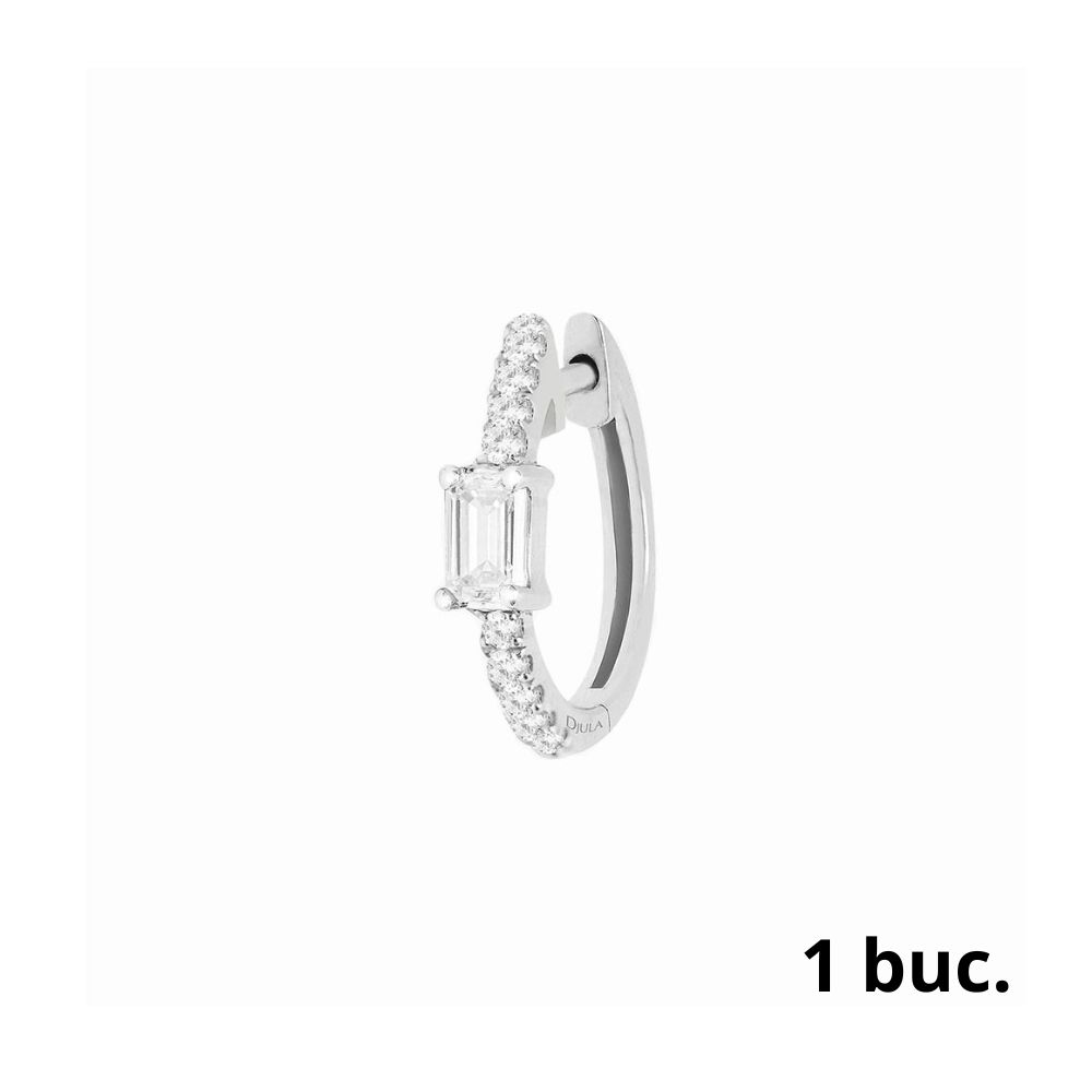 Серьга Одиночная из белого золота с камнями Бриллиант