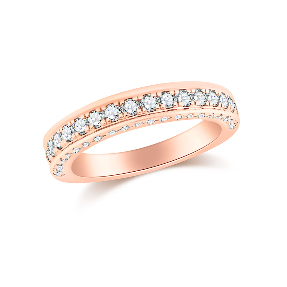 Обручальное кольцо из красного золота с камнями Бриллиант