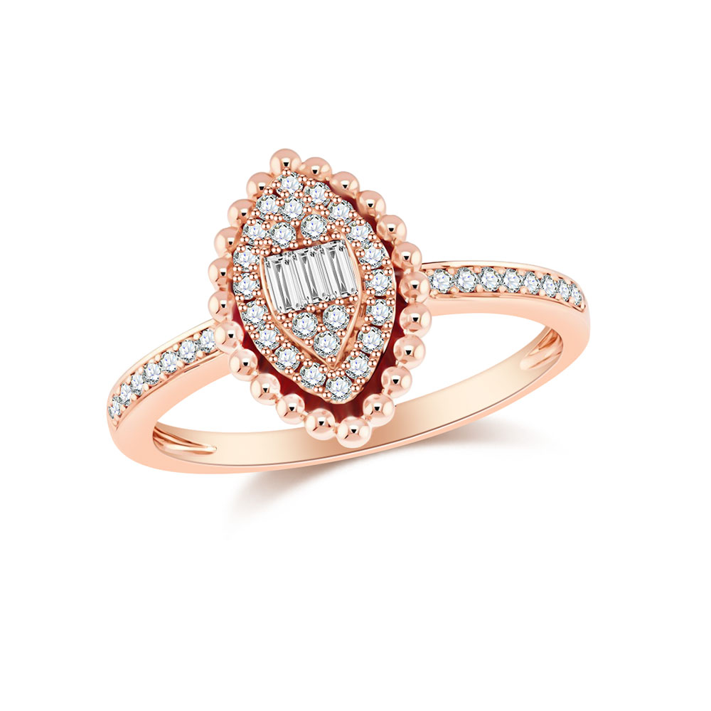 Inel din aur roșu cu pietre Diamant