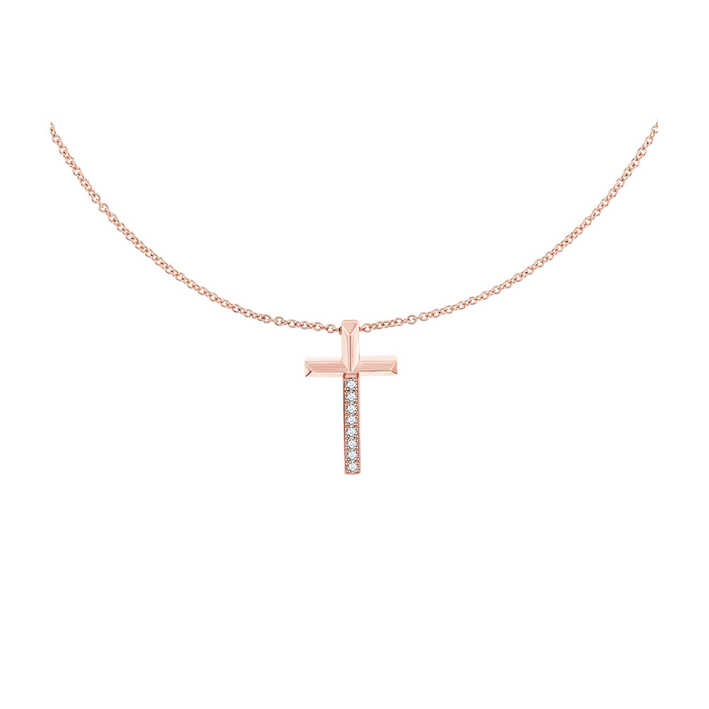 Colier din aur roșu cu pietre Diamant