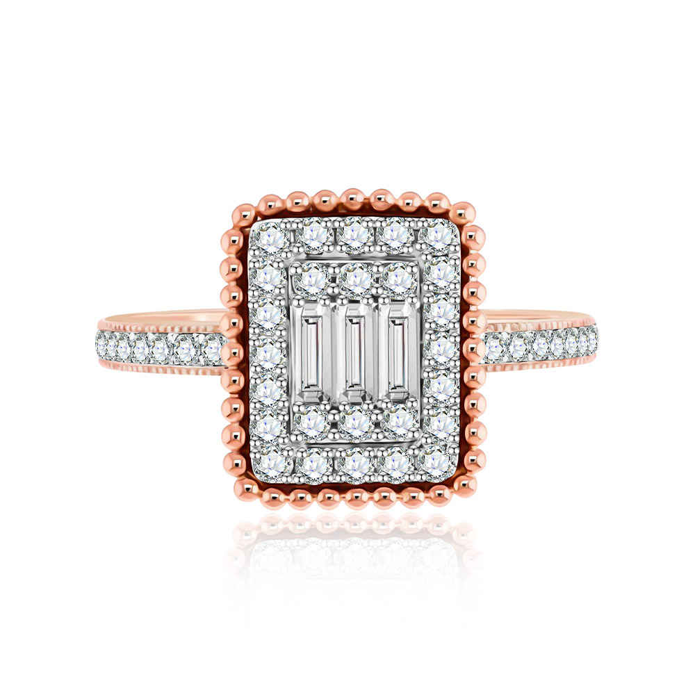 Inel din aur roșu cu pietre Diamant