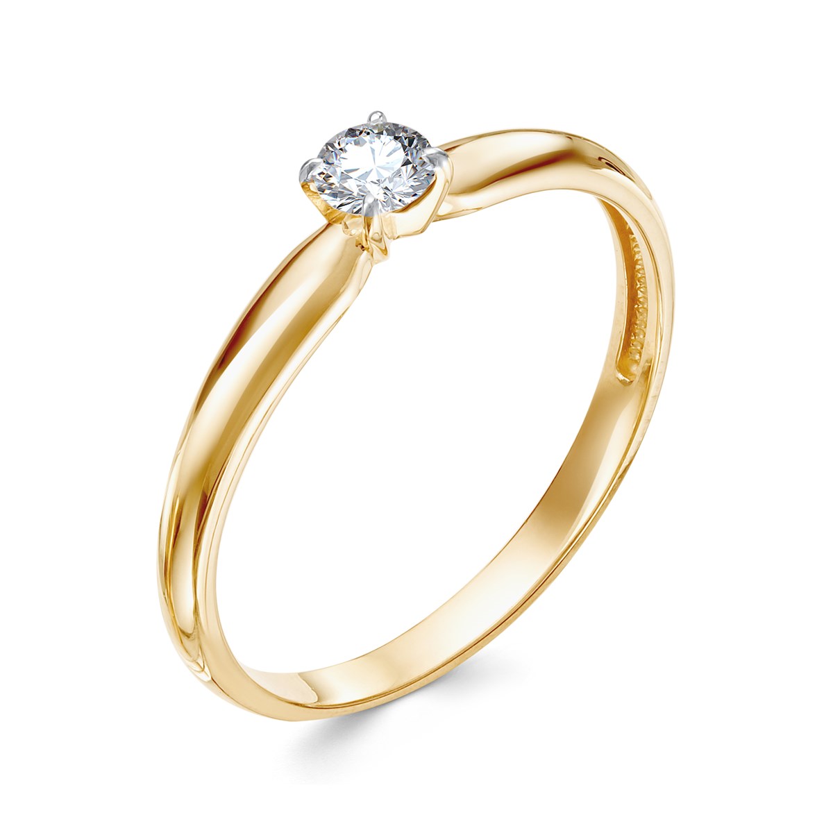 Кольцо из желтого золота с камнями Бриллиант