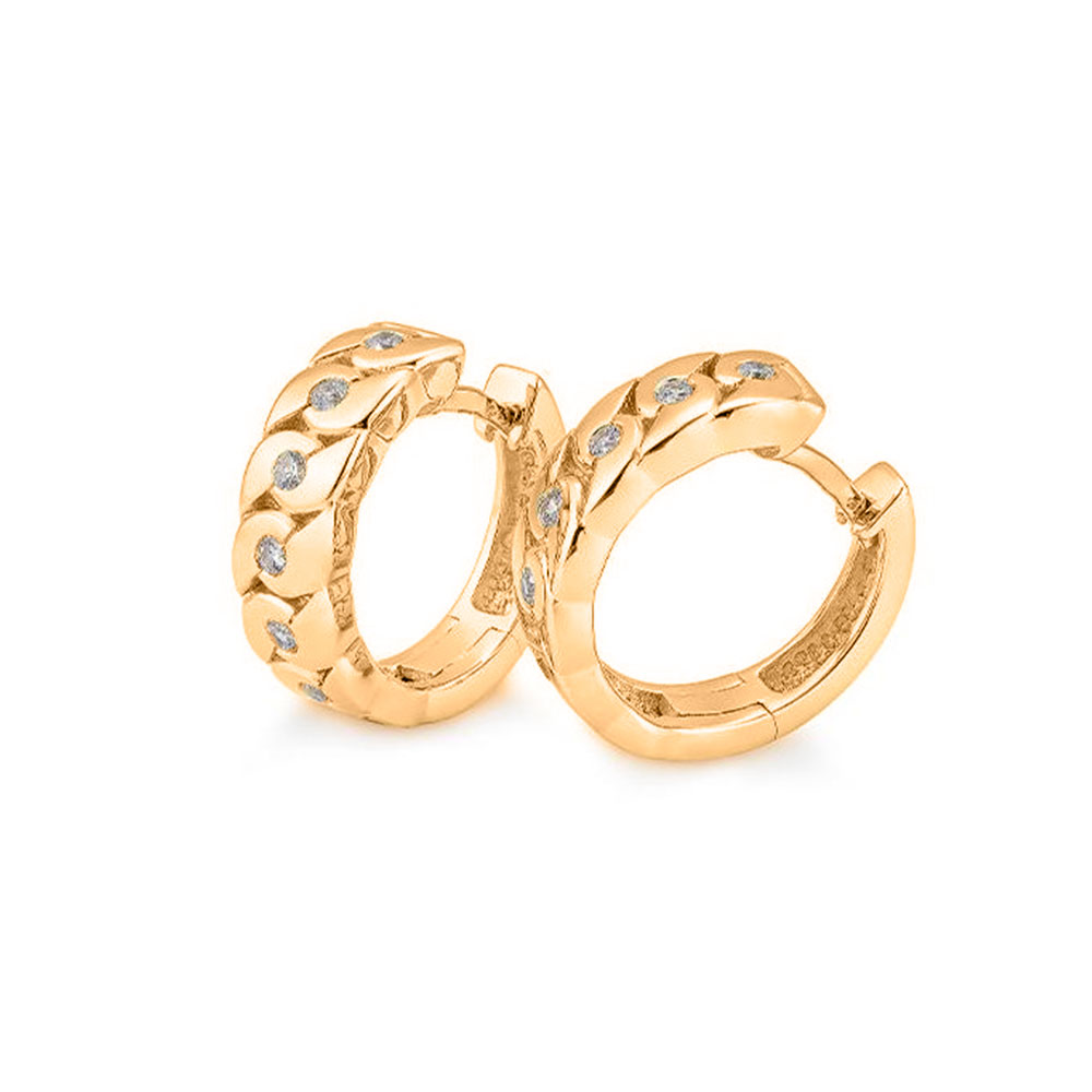 Cercei Creole din aur roșu cu pietre Diamant