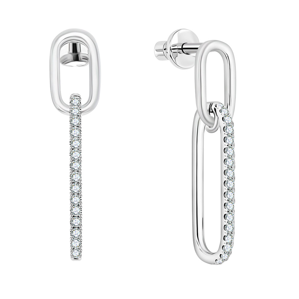 Cercei Pusete din aur alb cu pietre Diamant