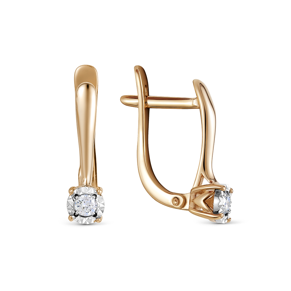 Cercei din aur roșu cu pietre Diamant