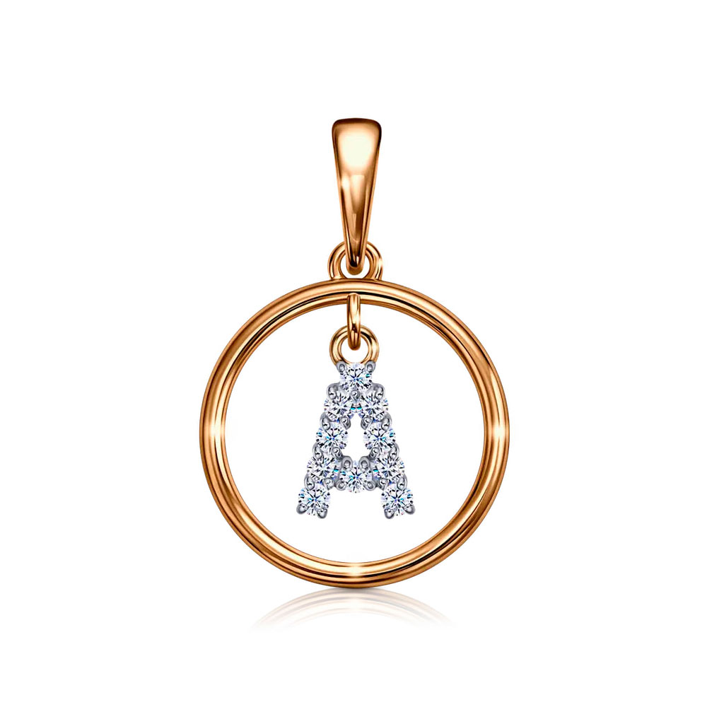 Подвеска из красного золота с камнями Фианит