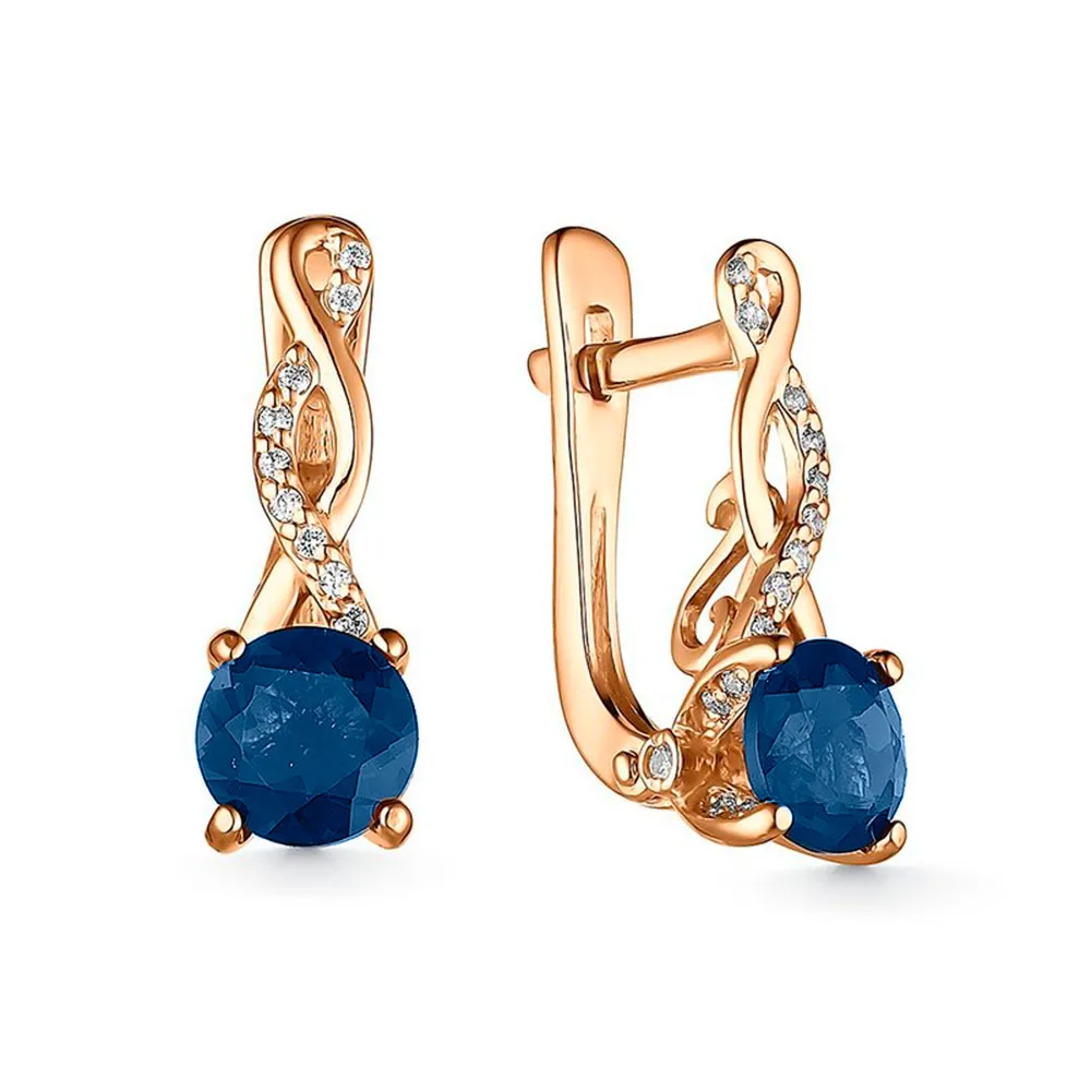 Cercei din aur roșu cu Cubic Zirconia Incolor, Topaz London