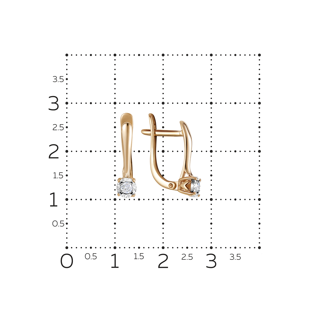 Cercei din aur roșu cu pietre Diamant
