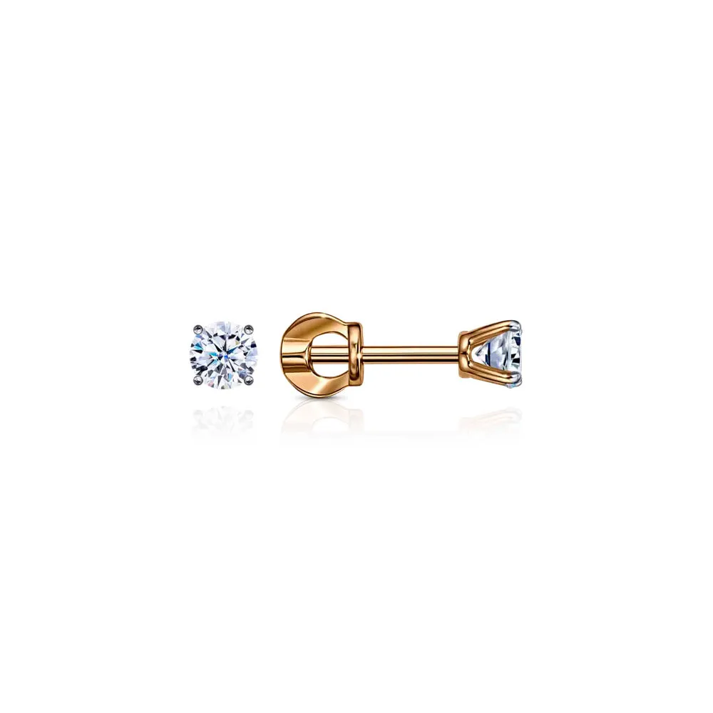Cercei Pusete din aur roșu cu Cubic Zirconia Incolor