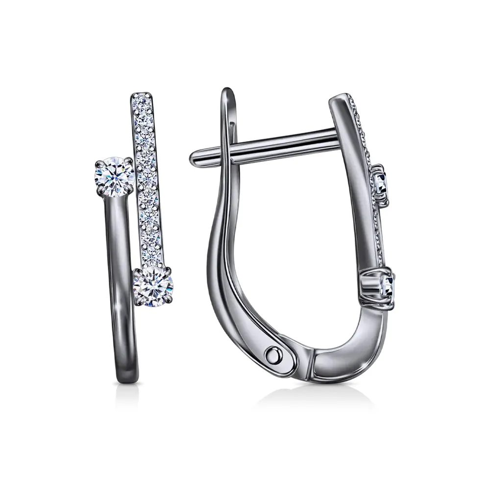 Cercei din aur alb cu Cubic Zirconia Incolor