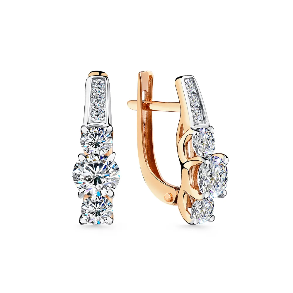 Cercei din aur roșu cu Cubic Zirconia Incolor