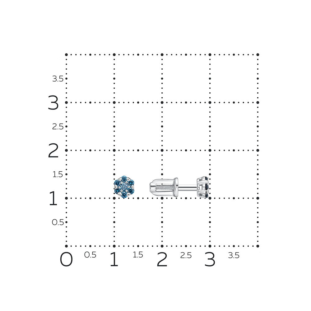 Cercei Pusete din aur alb cu pietre Diamant albastru