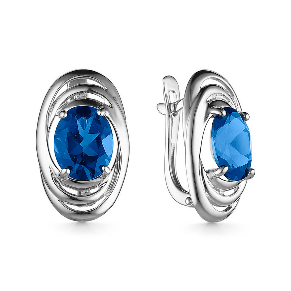 Cercei din aur alb cu pietre Topaz London