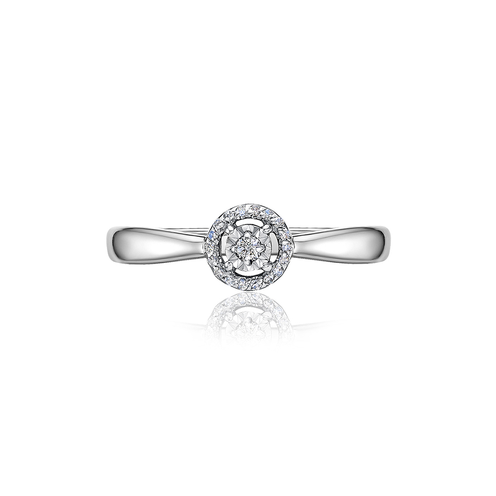 Кольцо из белого золота с камнями Бриллиант