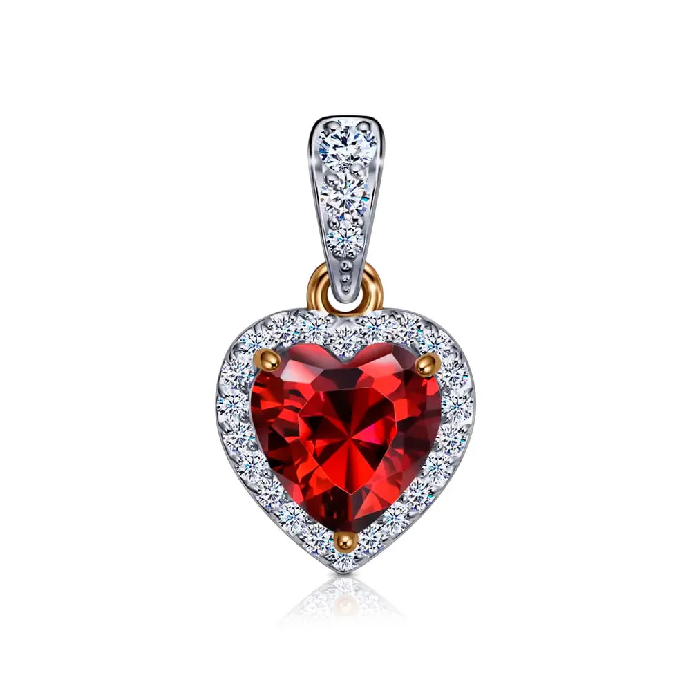 Pandantiv din aur roșu cu Cubic Zirconia Incolor, Cubic Zirconia Roșu