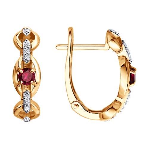 Cercei din aur roșu cu pietre Diamant, Rubin