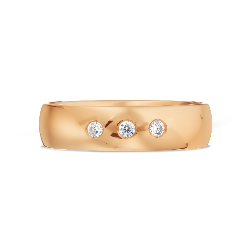 Verighetă din aur roșu cu pietre Cubic Zirconia Incolor