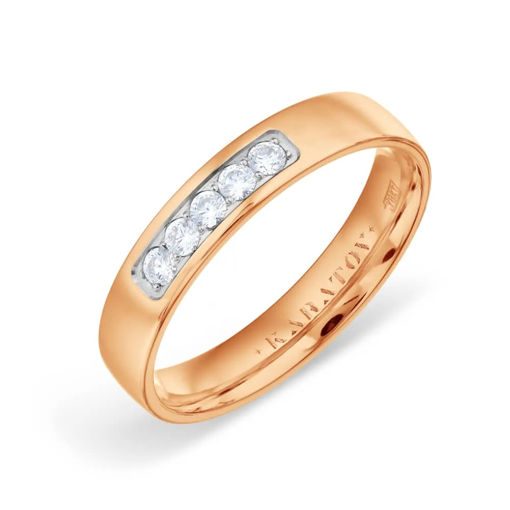 Verighetă din aur roșu cu Cubic Zirconia Incolor