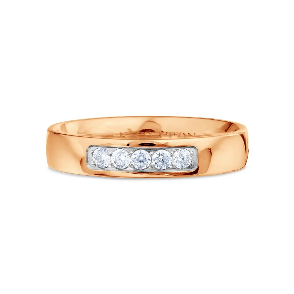 Verighetă din aur roșu cu Cubic Zirconia Incolor