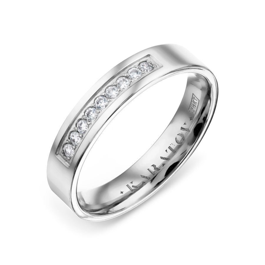 Verighetă din aur alb cu pietre Cubic Zirconia Incolor
