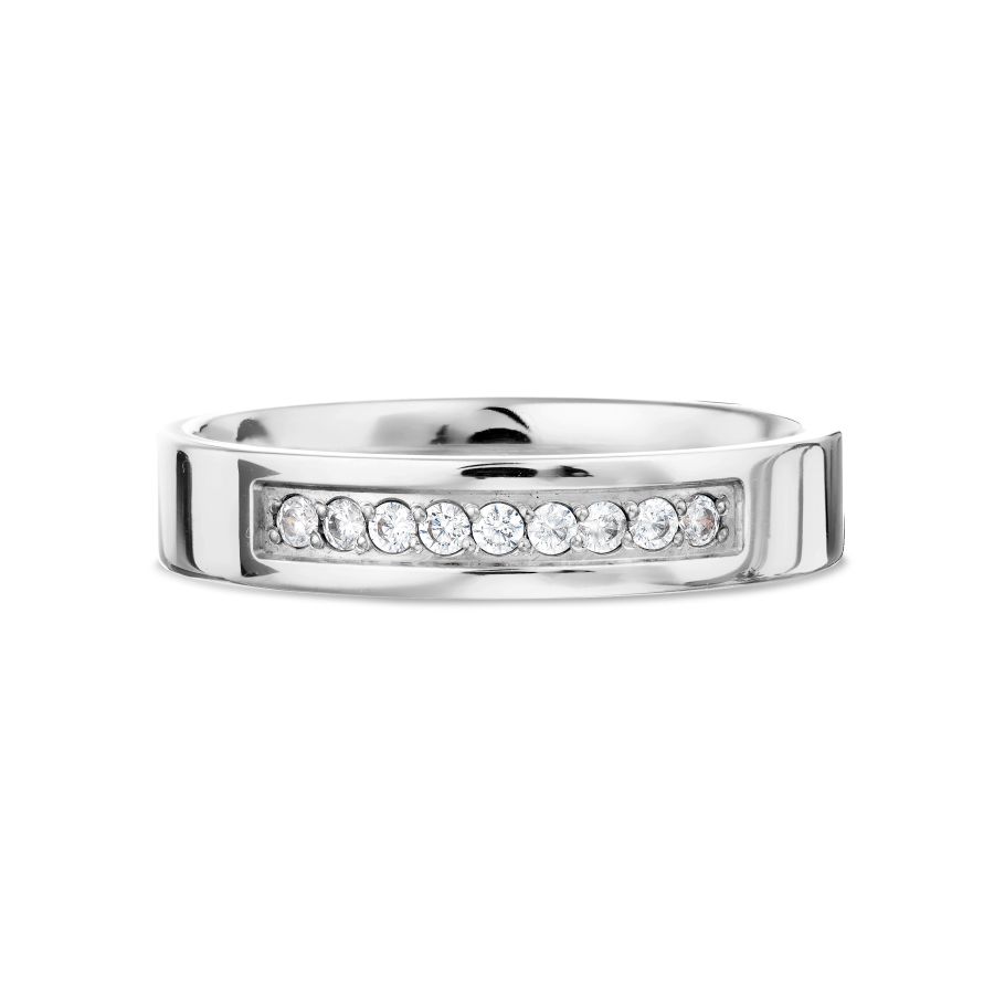 Verighetă din aur alb cu pietre Cubic Zirconia Incolor