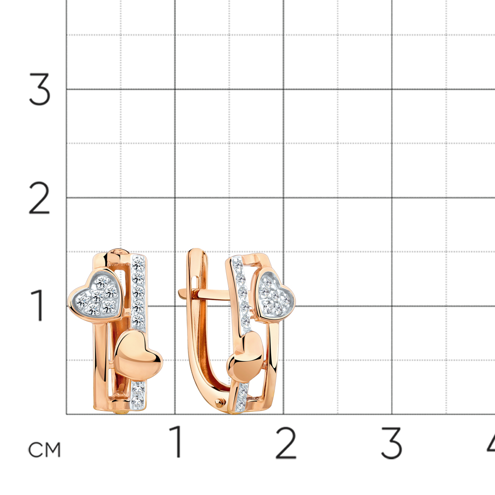 Cercei din aur roșu cu Cubic Zirconia Incolor