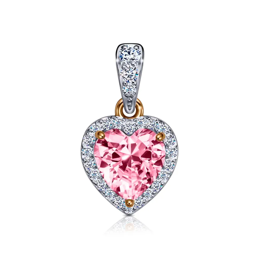 Pandantiv din aur roșu cu Cubic Zirconia Incolor, Cubic Zirconia Roz