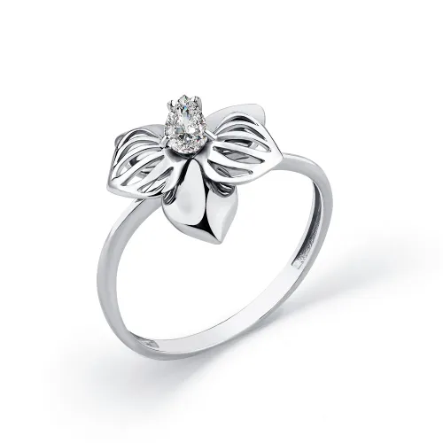 Inel din aur alb cu Cubic Zirconia Incolor