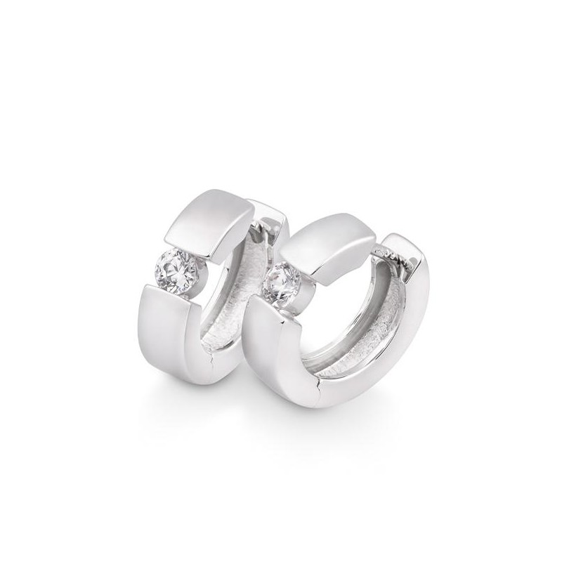 Cercei Creole din aur alb cu pietre Diamant