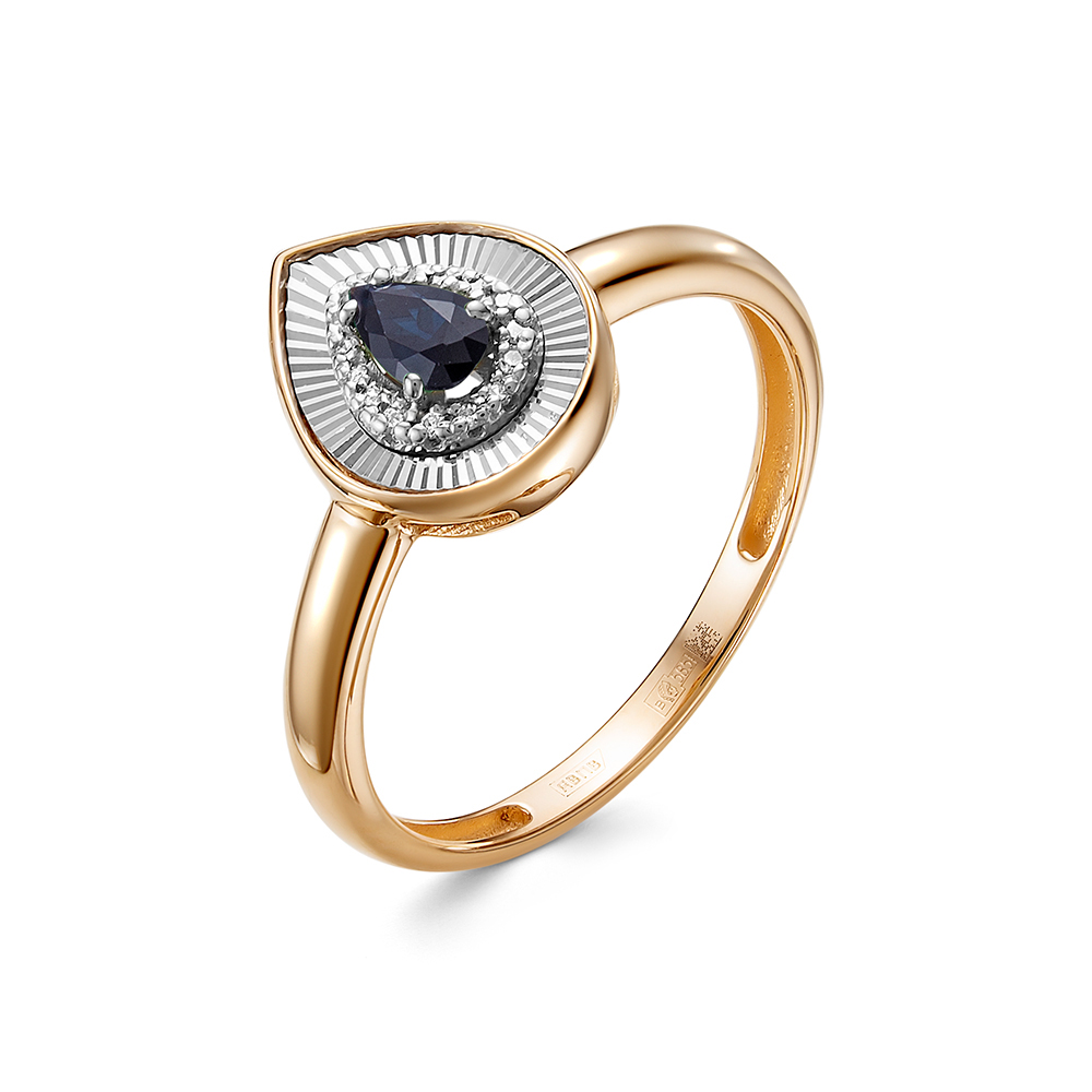Inel din aur roșu cu pietre Diamant, Safir