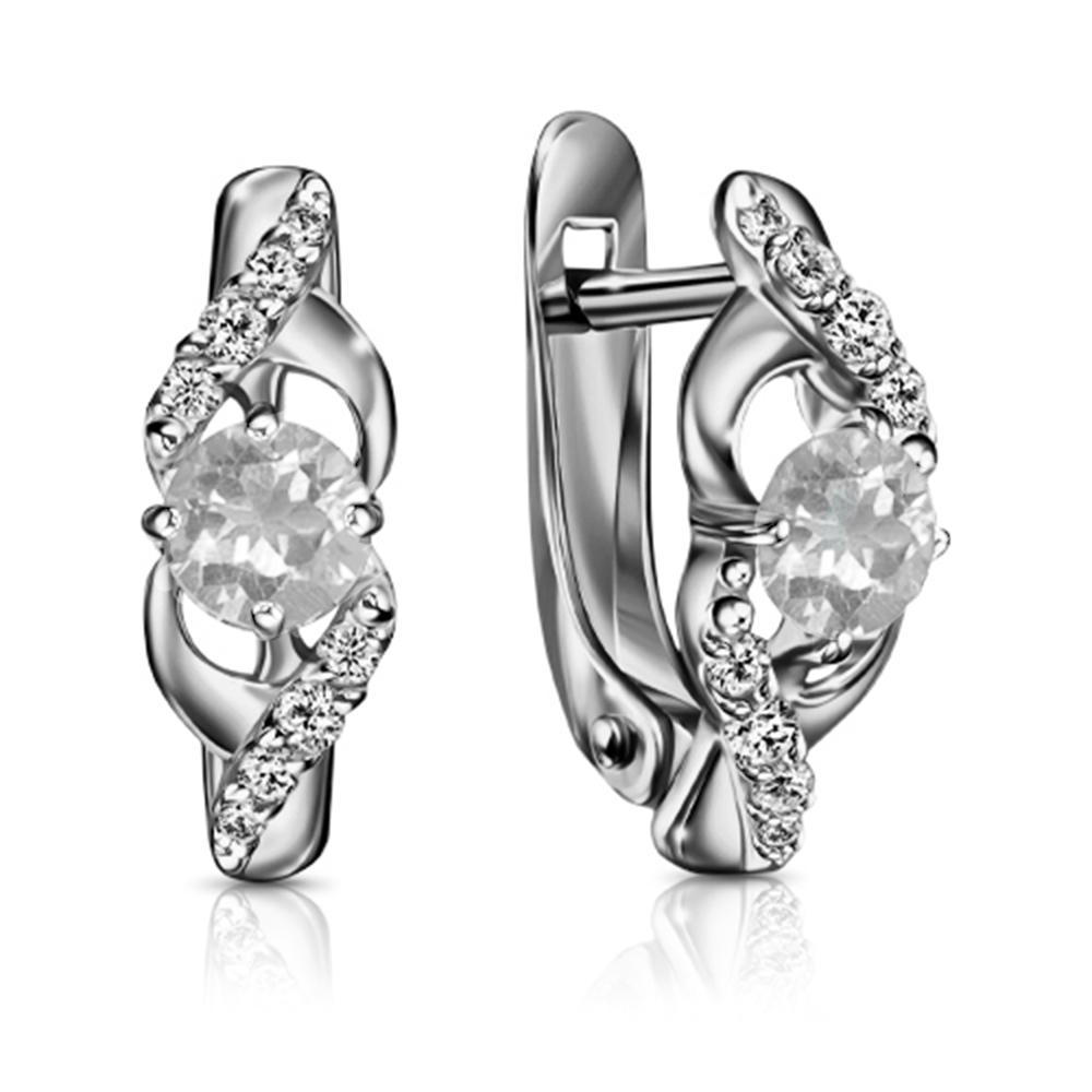 Серьги из серебра с камнями Фианит