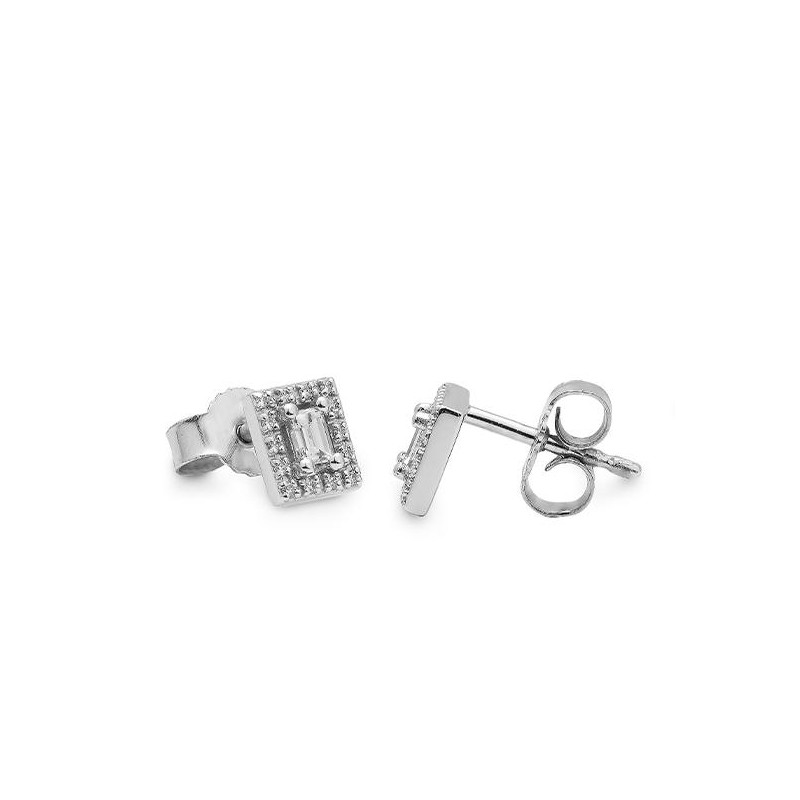Cercei Pusete din aur alb cu pietre Diamant