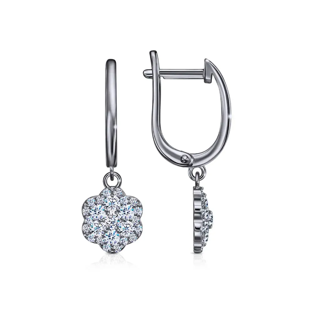 Cercei Suspendați din aur alb cu Cubic Zirconia Incolor