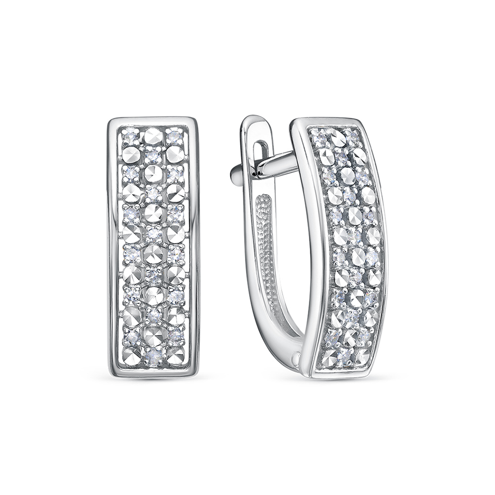 Cercei din aur alb cu pietre Diamant