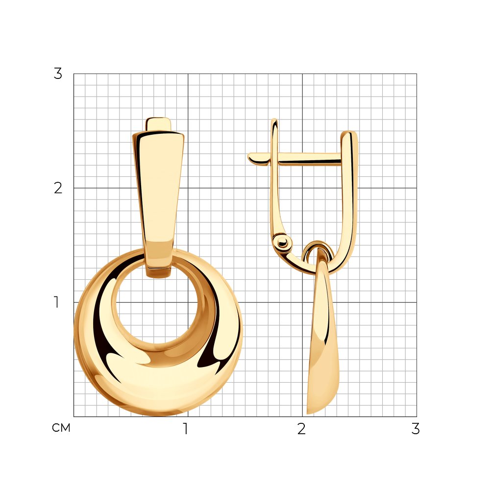 Серьги Длинные из красного золота без камней