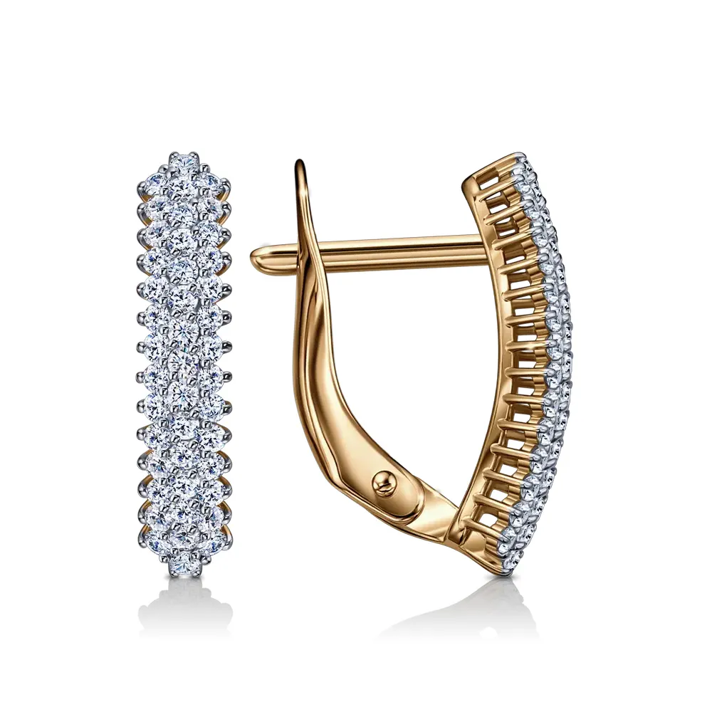 Cercei din aur roșu cu Cubic Zirconia Incolor