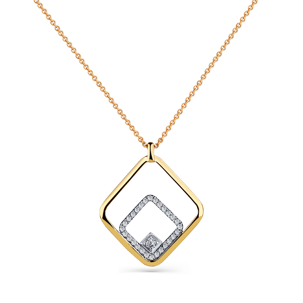 Colier din aur roșu cu pietre Diamant
