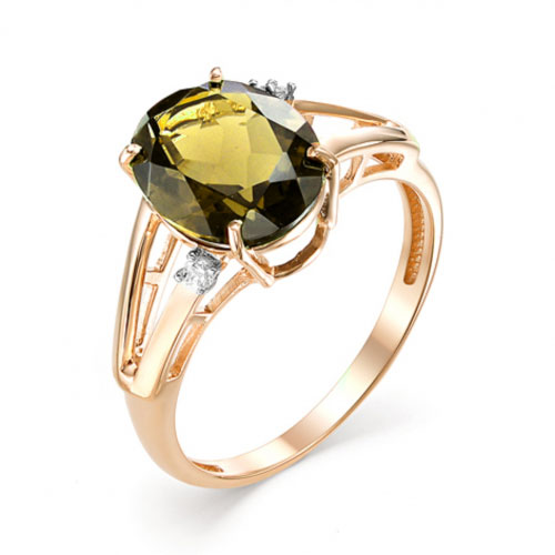 Inel din aur roșu cu pietre Cubic zirconia, Zultanit (sint.)