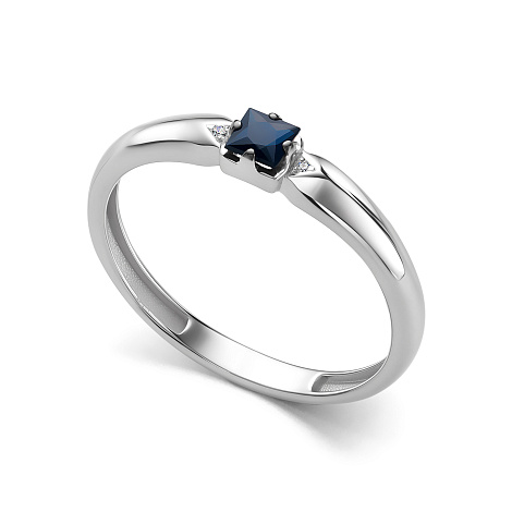 Inel din aur alb cu pietre Diamant, Safir